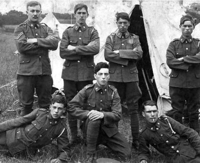 Suffolk Regiment soldiers in camp